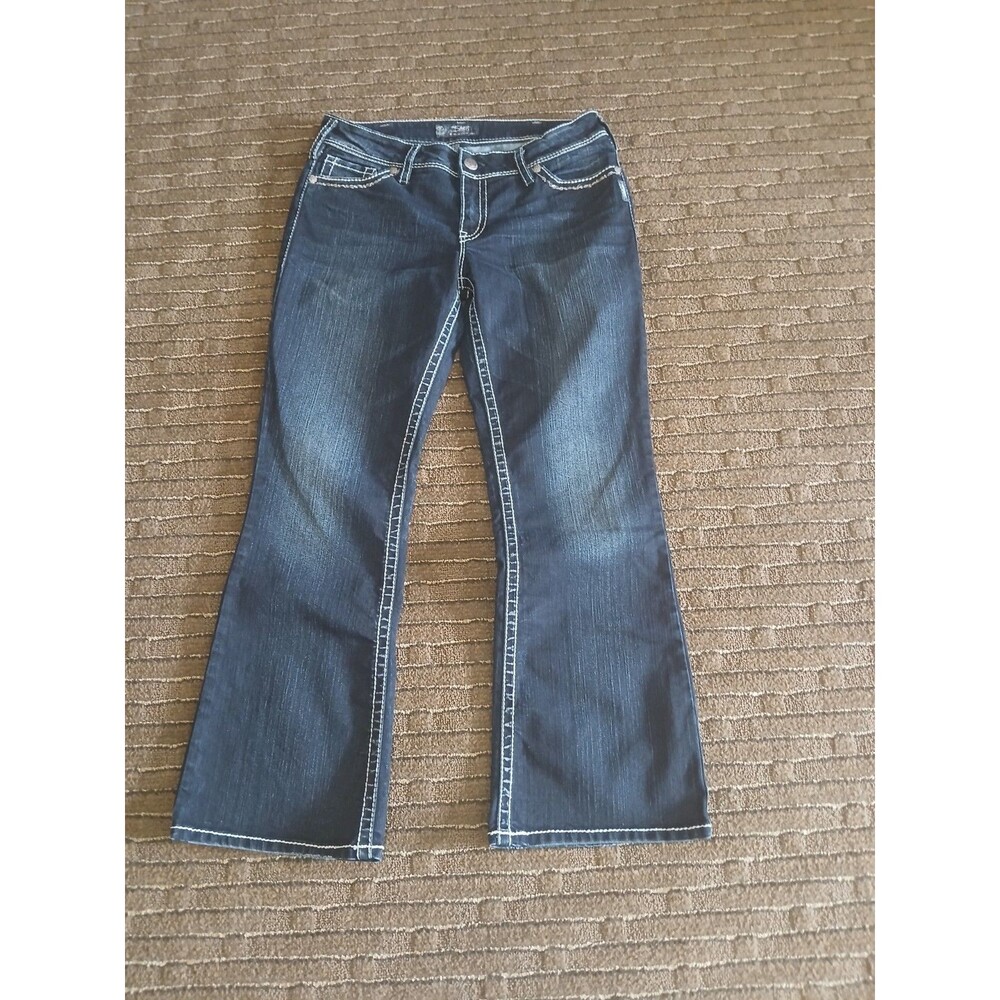 Silver Jeans Suki Flap Mid-Rise Embroidered Bootcut Denim Jeans Women's 33 X 30